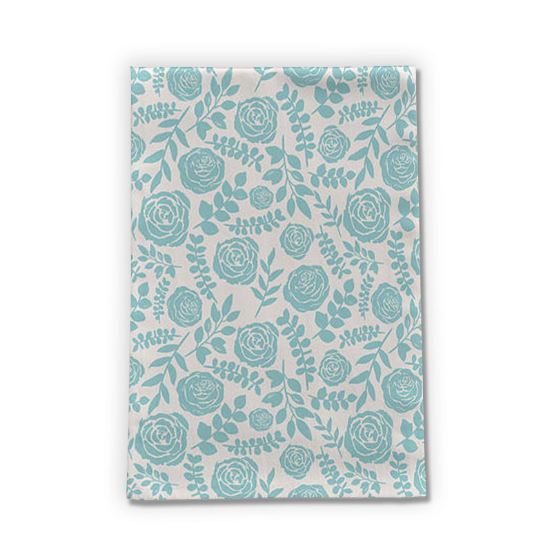 Babyblaues Geschirrtuch mit Blumenmuster