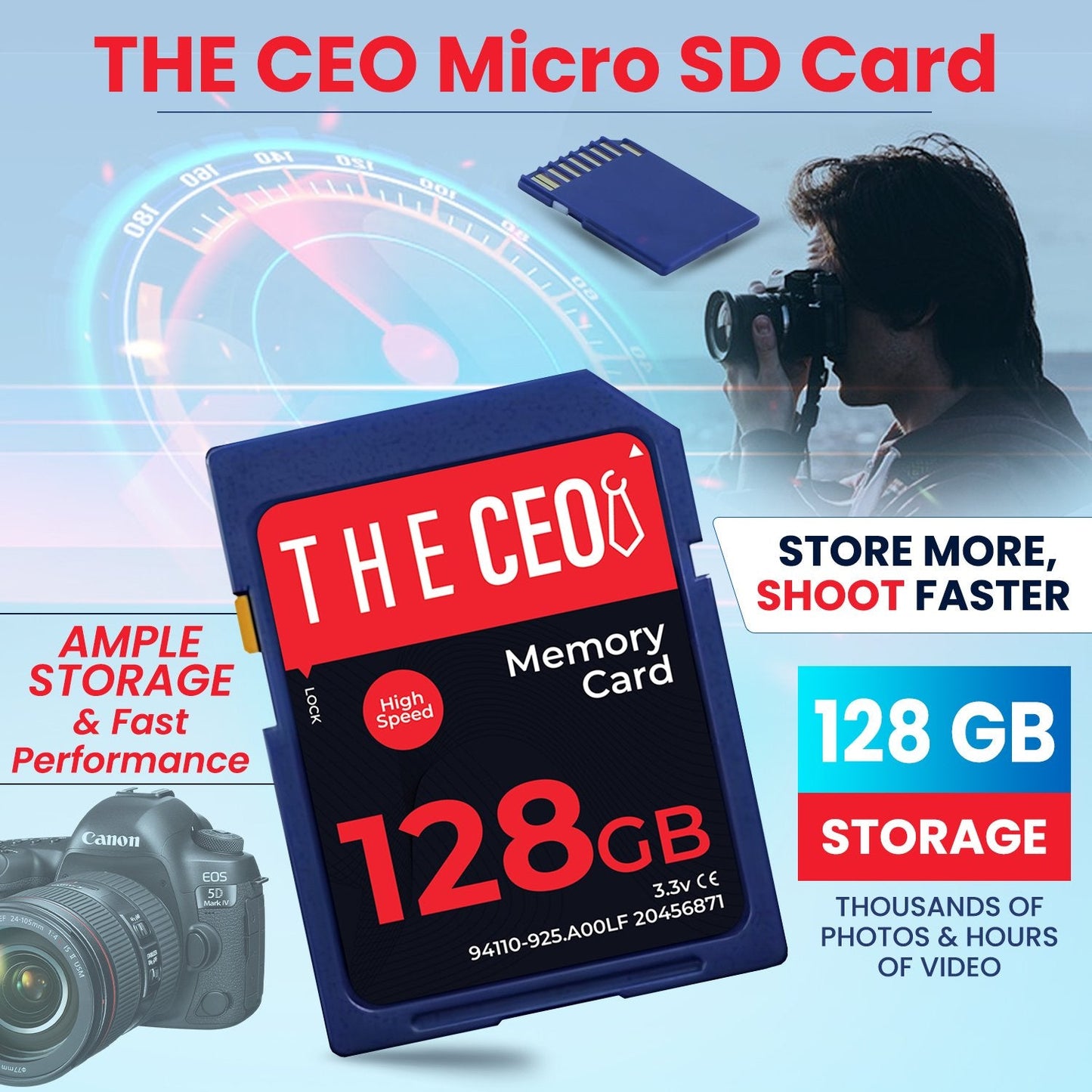 128G SD Speicherkarte Ultra SDHC UHS-I 90MB/s, C10, U1, Full HD, SD Karte