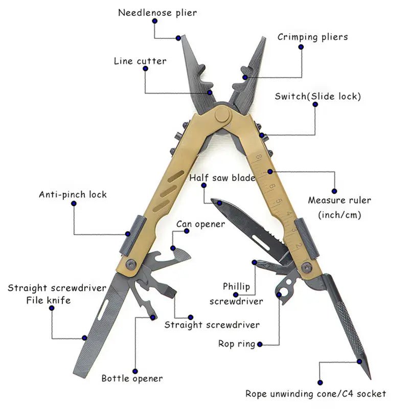 Multitool Multifunktionszange aus Edelstahl für Camping, Wandern und den täglichen Gebrauch