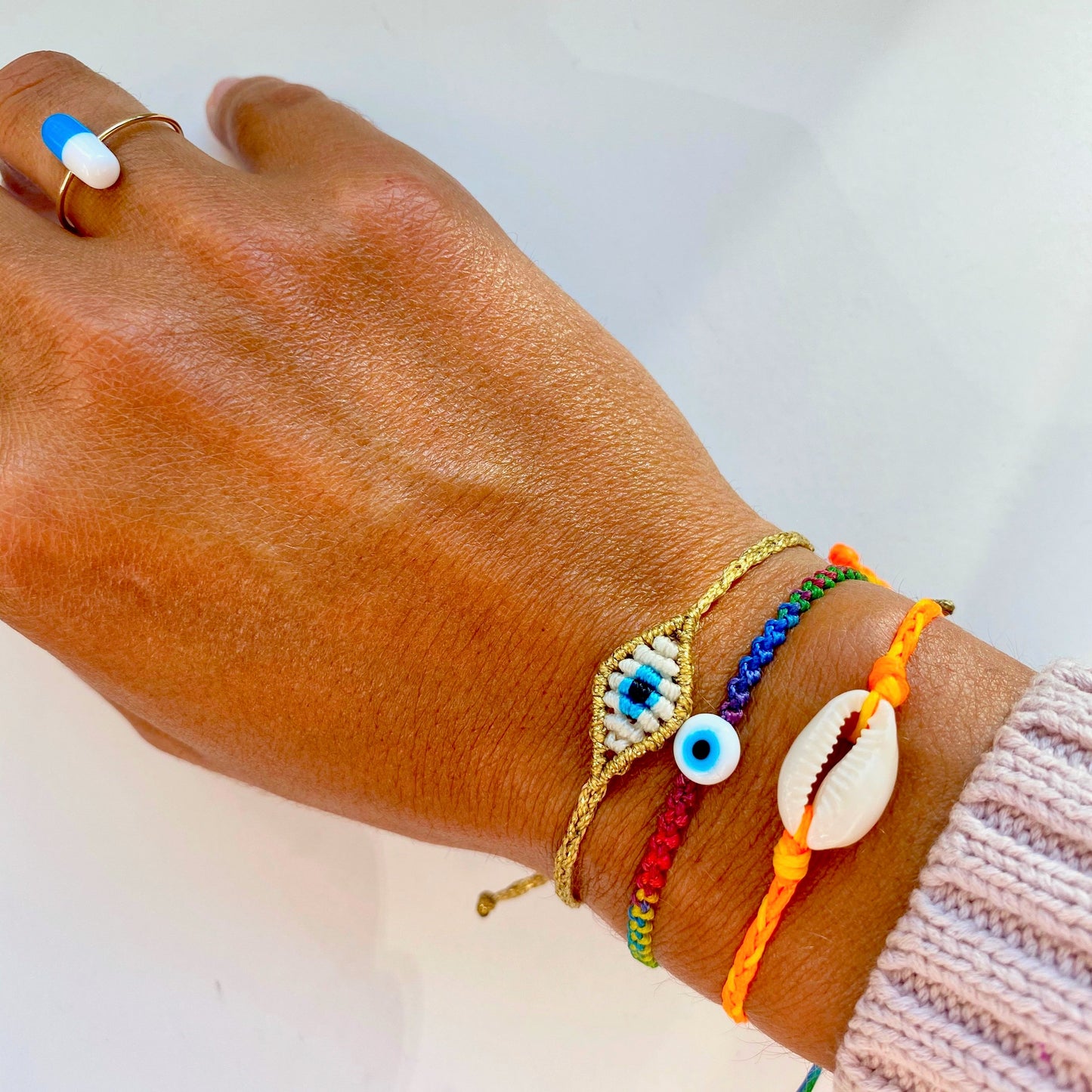 Böser Blick geflochtenes Perlenarmband