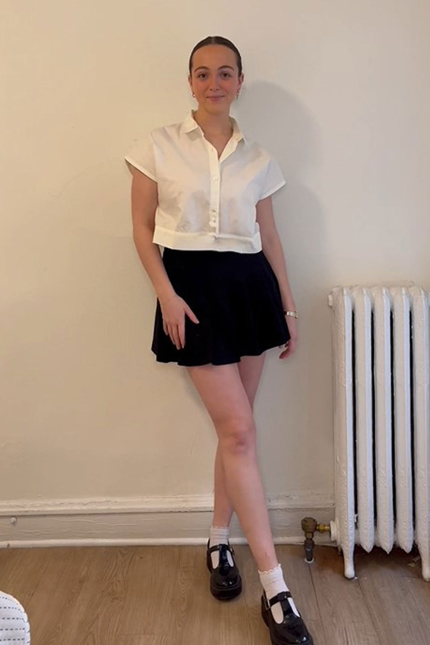 Oversized Cropped Shirt in Off-white