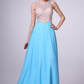 Long A-Line Skirt with Illusion Jewel Neckline