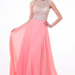 Long A-Line Skirt with Illusion Jewel Neckline