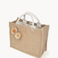 Jute Canvas Gift Bag With Pompom (S)