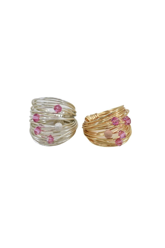Marcia Drahtwickelring mit Hot Pink Swarovski Kristallen