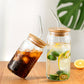 GLASS CAN WITH BAMBOO LID & STRAW 17 FL OZ | 500 ML