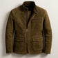 Mens Stand-Up Collar Zip-Up Jacket Casual Vintage Outerwear