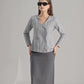 Fitted Cotton Tweed Jacket in Grey
