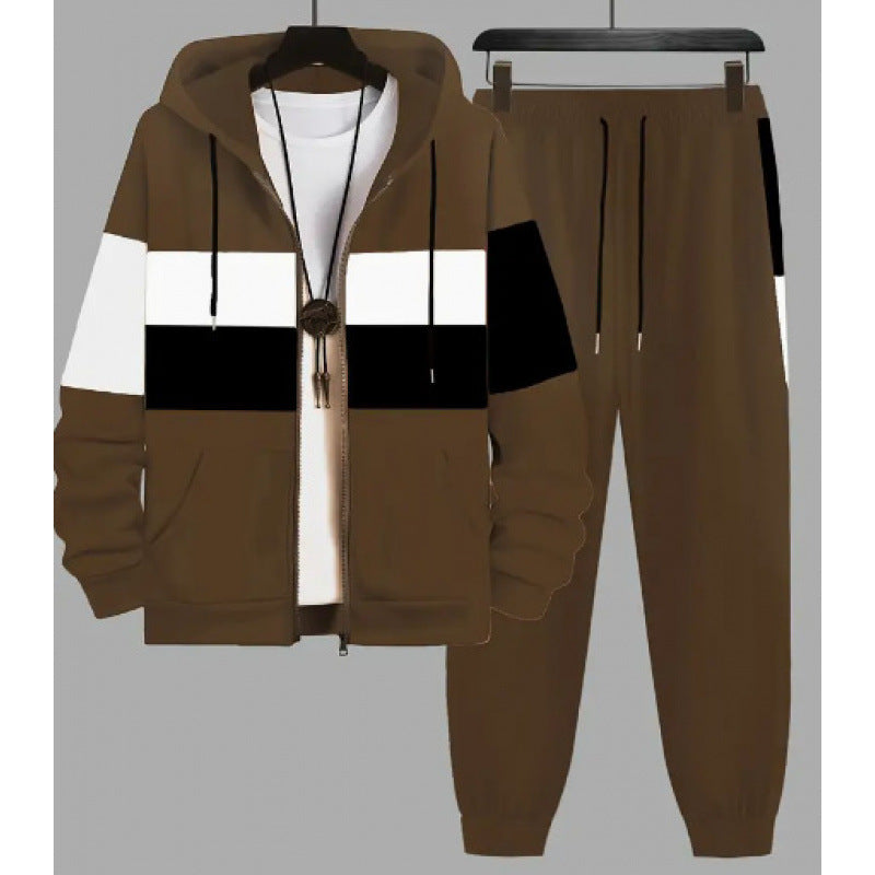 Mens Autumn Winter 3D Elephant-Print Long-Sleeve Hoodie Set