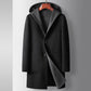 Mens Mid-Length Wool Coat With A Hood Reversible Style