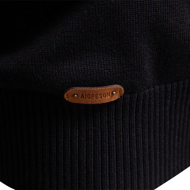 Mens Casual Half-collar Zip-up Sweater Top