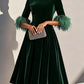 Elegant AutumnWinter Round-Neck Velvet Dress For Women