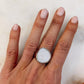 Silver Pearlized Stone Adjustable Ring