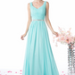 A-Line Chiffon Gown With V-Neckline and Beaded Belt