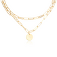 Gold Double Paperclip Chain Necklace with round accent