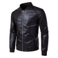 New Mens Stylish Stand-collar Casual Slim-fit Color-block Jacket