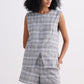 Cotton Tweed Vest Jacket Set in Grey