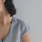 Deep V-neck short top in Linen Stripes