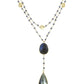 Double Diana Denmark Necklace in Polished Pyrite with Labradorite Drop