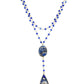 Double Diana Denmark Necklace in Sapphire with Blue Mojave Copper Turquoise Drop