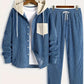 Men's Waffle Hooded Hoodie Trendy Two-piece Suit