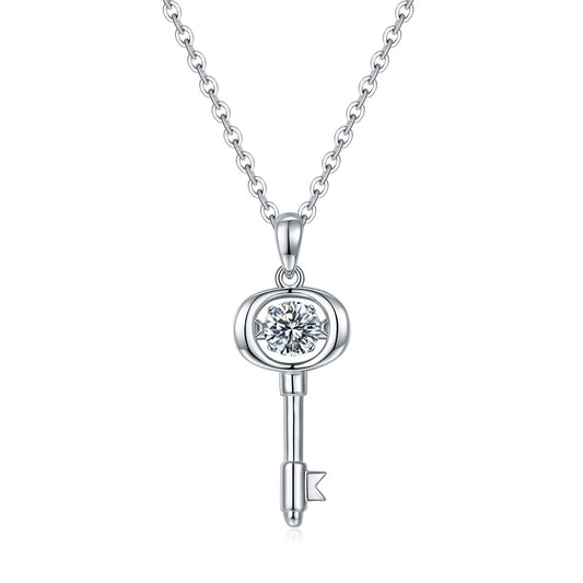 Set With Top-quality Moissanite, This Luxurious And Fashionable Light Luxury Trend Jewelry Necklace Pendant Is Made Of S925 Silver Electroplated With Platinum