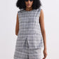 Cotton Tweed Vest Jacket Set in Grey