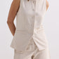 Cotton Tweed Vest Jacket Set in Cream