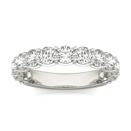 2 1/15 CTW Lab Grown Round Cut Diamond Half Eternity Ring in 14K White Gold - G-VS