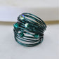 Marcia Green Wire Wrap Ring with Forest Green Swarovski Crystals