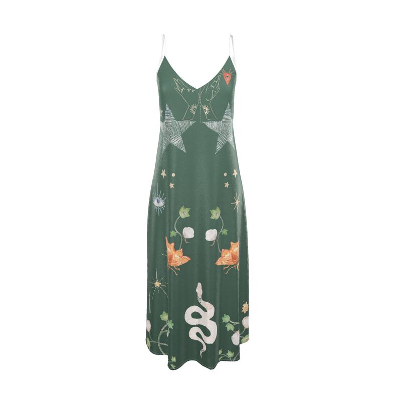 Andromeda Silk Dress in Jungle Altar
