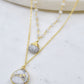 Double Jill Necklace with Gold Moonstone Chain and White Mojave Copper Turquoise Pendant