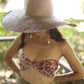 Swasti Wide Round Palm Straw Hat, in Tan Beige