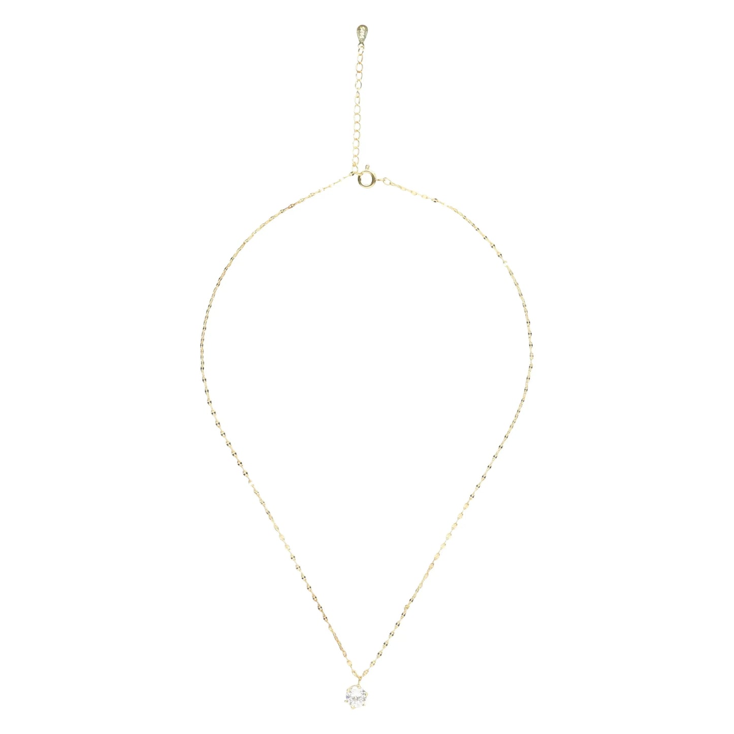 14K Gold Plated Solitaire Necklace