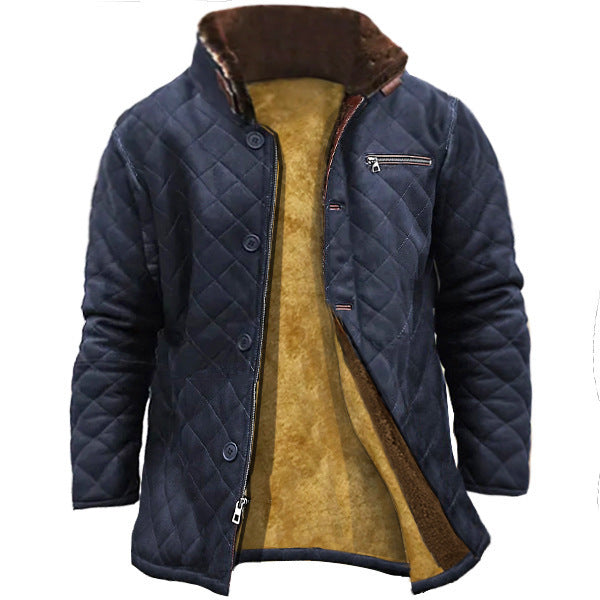 American-style Solid-color Work Jacket With Buttons For Middle-aged Men