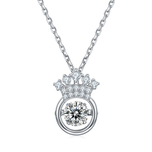Set With Top-quality Moissanite, This Luxurious And Fashionable Light Luxury Trend Jewelry Necklace Pendant Is Made Of S925 Silver Electroplated With Platinum