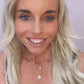 Double Jill Necklace with Gold Moonstone Chain and White Mojave Copper Turquoise Pendant