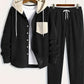 Men's Waffle Hooded Hoodie Trendy Two-piece Suit