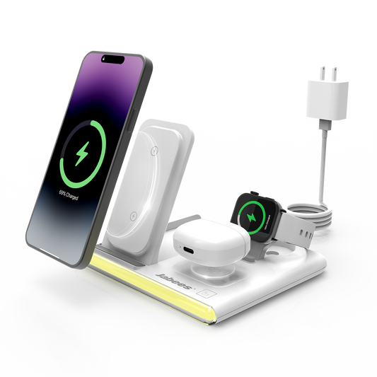 PowerGlow - Jabees PowerGlow 4-in-1 faltbare kabellose Ladestation mit LED-Nachtlicht