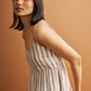 Strappy Tiered Maxi Dress in Beige Stripes