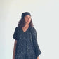 Floral Short Tiered Dress in Dark Blue