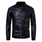 New Mens Stylish Stand-collar Casual Slim-fit Color-block Jacket