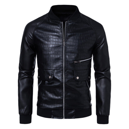 Neue stilvolle Herrenjacke mit Stehkragen, lässig, schmal geschnitten, im Color-Blocking-Design