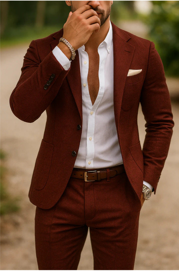 Men's Digital Printing Casual Suit Top Two-piece Pants