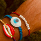 Oval White Ceramic Evil Eye Bracelet