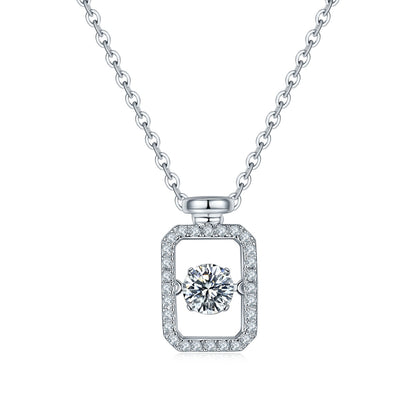 Set With Top-quality Moissanite, This Luxurious And Fashionable Light Luxury Trend Jewelry Necklace Pendant Is Made Of S925 Silver Electroplated With Platinum