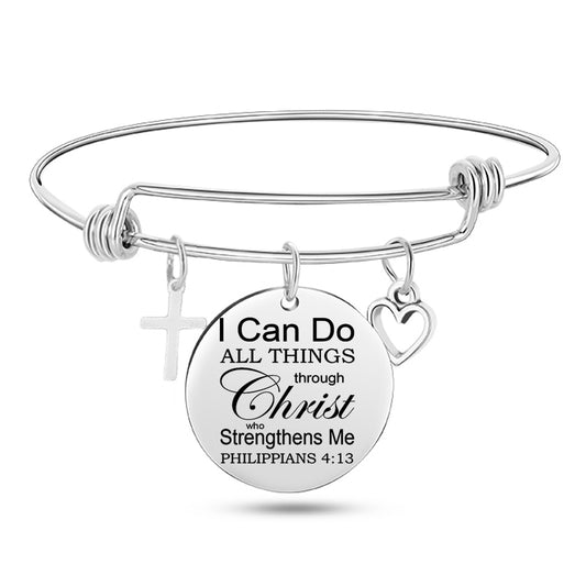 Jesus christliche Bibel Schrift Edelstahl Armreif Armband