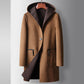 Mens Mid-Length Wool Coat With A Hood Reversible Style