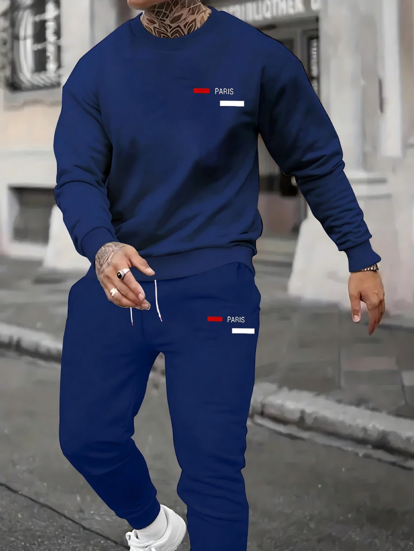 Men's Sweater Sport Pants Suit Printed Fashion