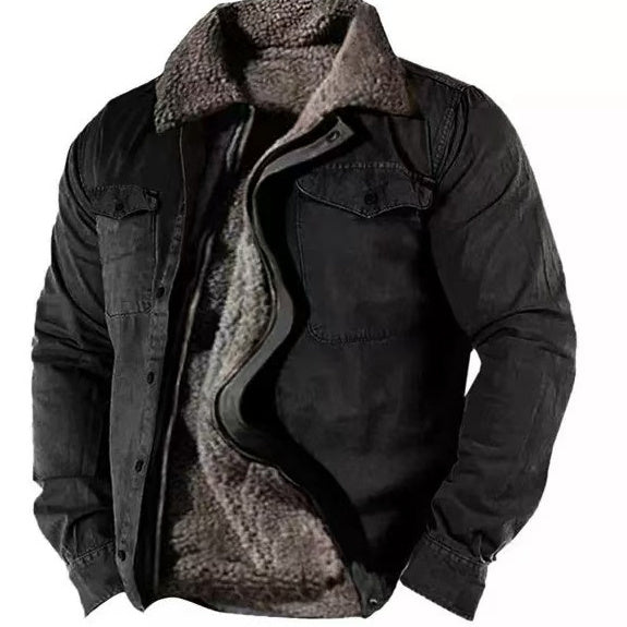 Heavy Side Seam Side Casual Zipper Loose Grey Brown Youth Cotton Jacket